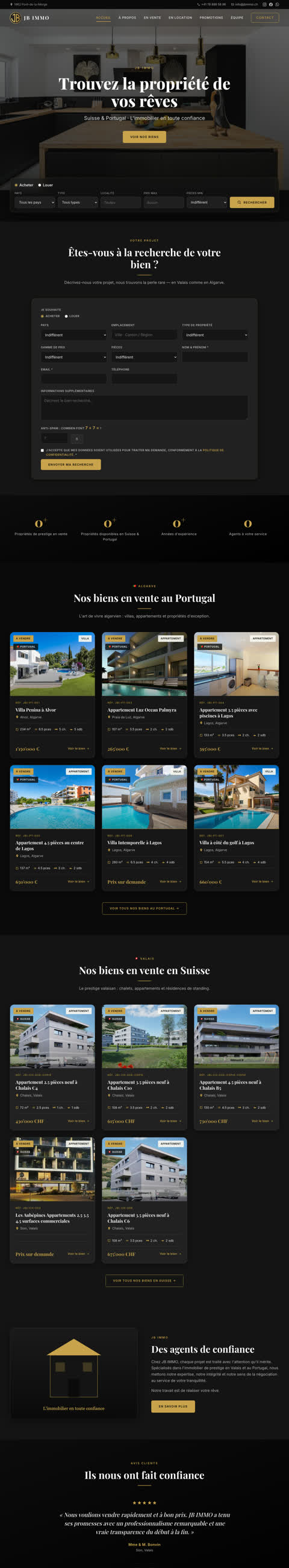 Site JB Immo réalisé par MYDMC
