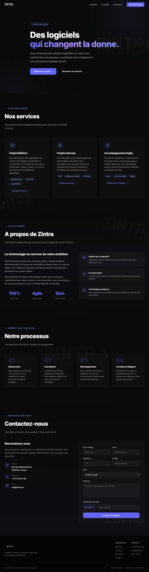 Site Zintra réalisé par MYDMC